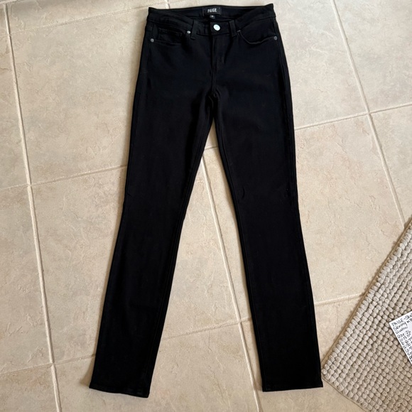 PAIGE Skyline Skinny Midrise Jeans in Black Shadow Wash - Picture 3 of 10